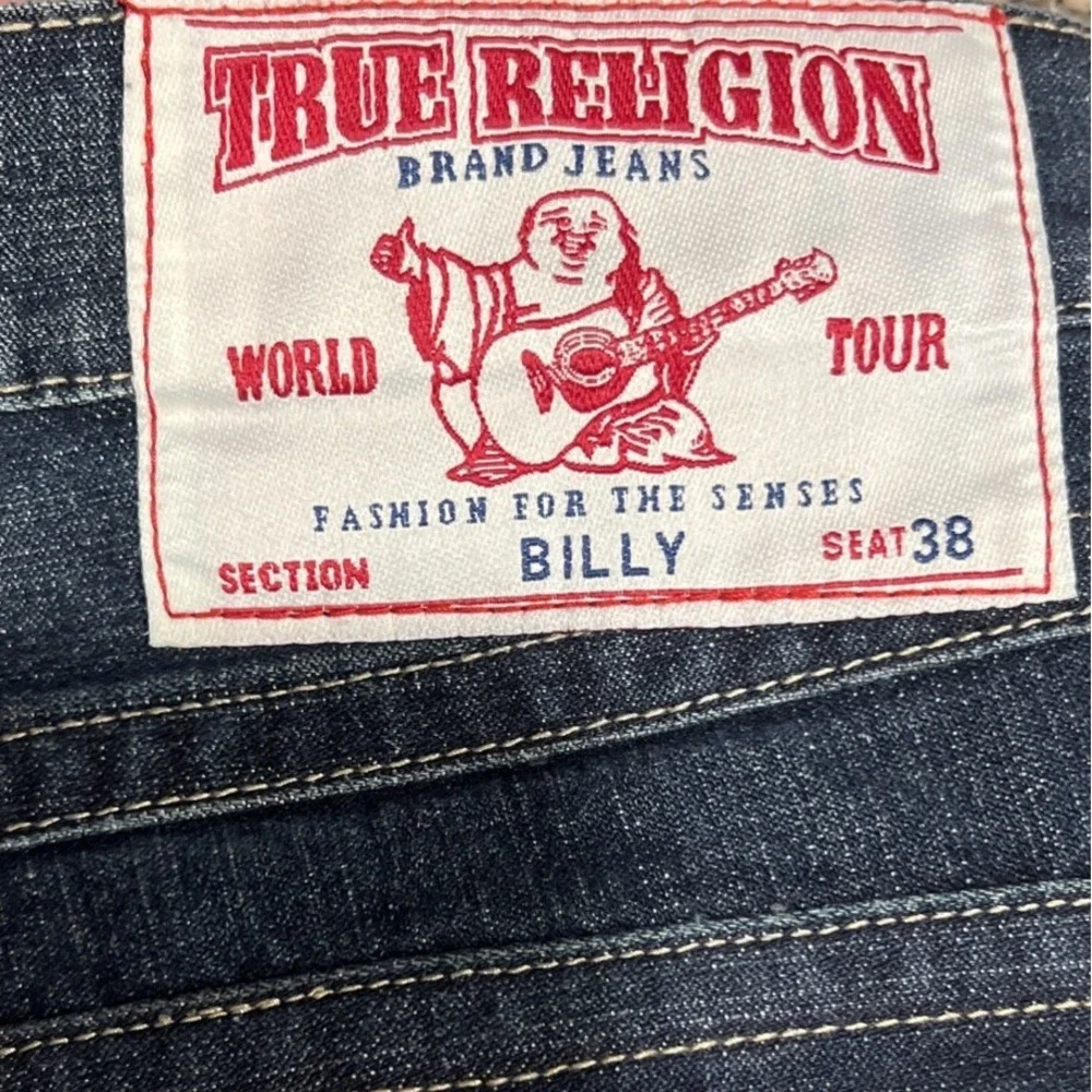 True Religion Billy Jeans Made in USA Triple Stitch Flap Pocket Distressed 38x34